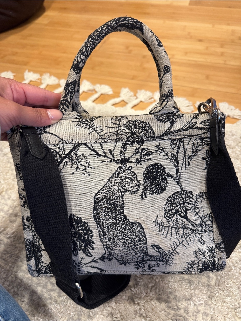 Target Black & White Botanical Leopard Top-Handle Satchel - Picture 2 of 3